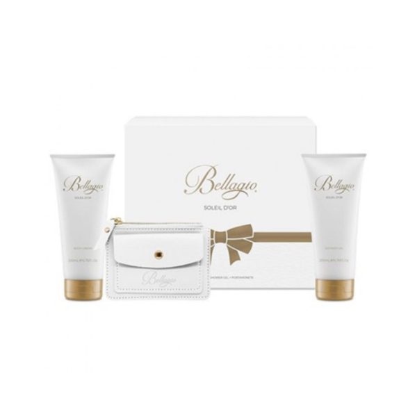 Bellagio – Coffret  Soleil D’or Body Cream 200ml + Portamonete Con Vano Portacarte + Shower Gel 200ml