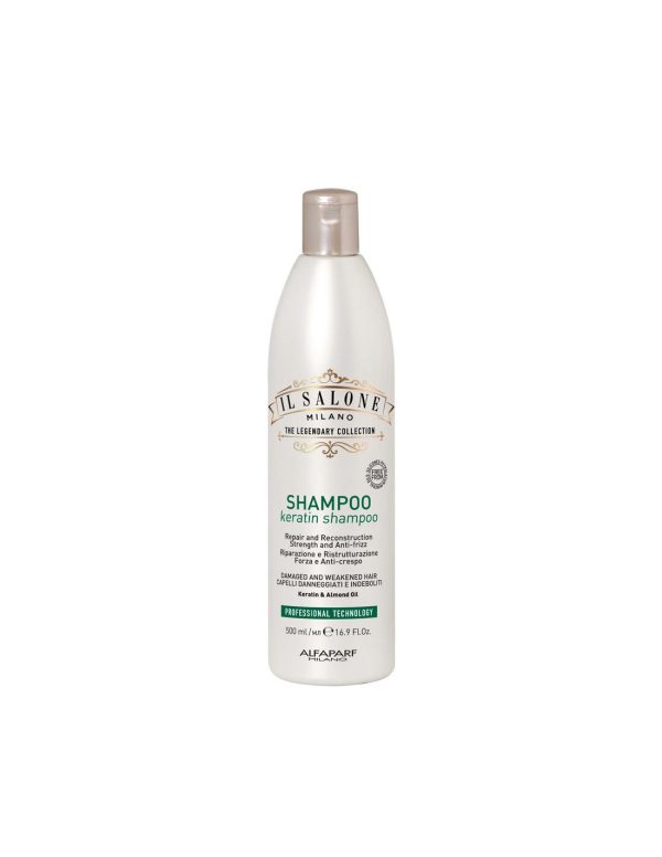 Salone Milano Keratin Shampoo 500ml Shampoo Ristrutturante Con Cheratina Per Capelli Lisci E Forti