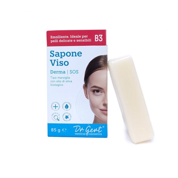 Sapone Viso – B3 Derma Sos – Emoliente E Per Pelli Delicate E Sensibili Tipo Marsiglia Con Olio Di Oliva Biologico