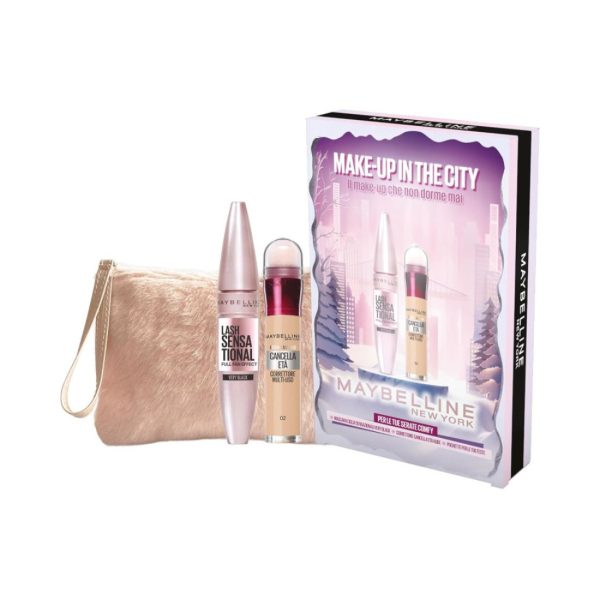 Maybelline Cofanetto Make Up In The City Mascara Ciglia Sensazionali + Correttore Cancellata 01