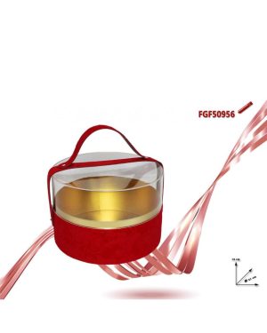 Scatola Rotonda Plastica E Velluto Rosso Vuota