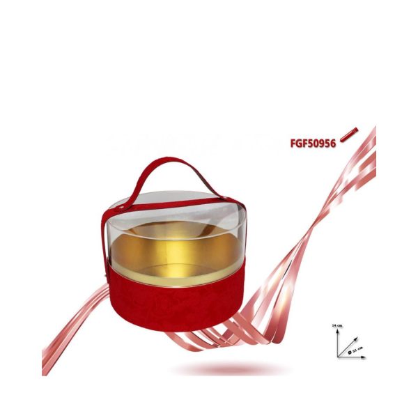 Scatola Rotonda Plastica E Velluto Rosso Vuota