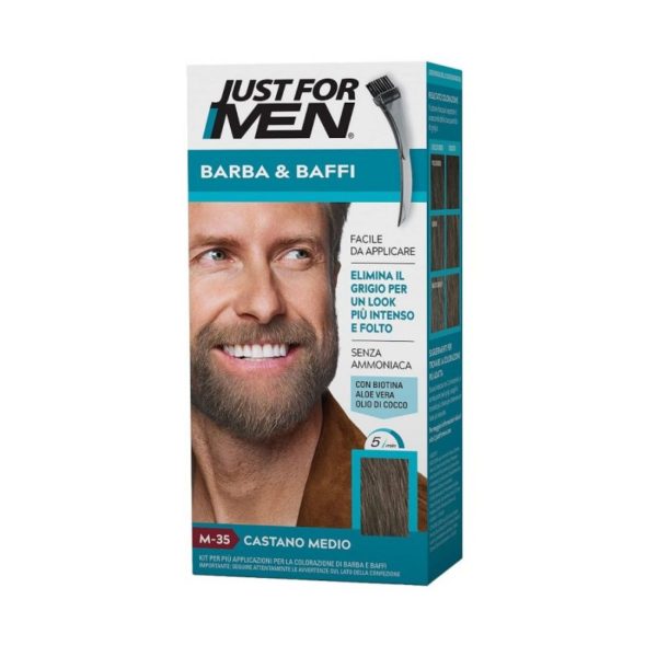 Just For Men Tintura Barba E Baffi Senza Ammoniaca – Elimina Peli Grigi Con Pettine Applicatore