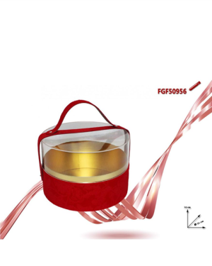 SCATOLA ROTONDA PLASTICA E VELLUTO ROSSO