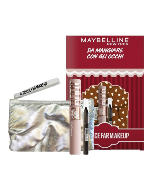 MAYBELLINE IL DOLCE FAR MAKEUP POCHETTE PUFFY ARGENTATA-MASCARA SENSATIONAL BODY-MINI TATTOO LINER