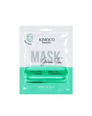 KIMOCO - MASK GREEN TEA - MASCHERA IN TESSUTO ESTRATTO DI TÈ VERDE E POST BIOTICI